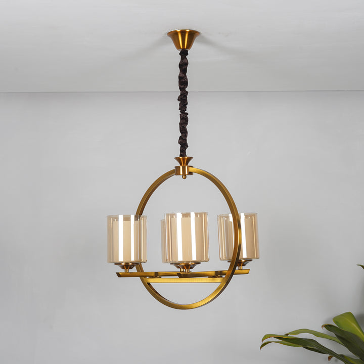 MASAKEE Four Light Brass Finish Contemporary Chandelier
