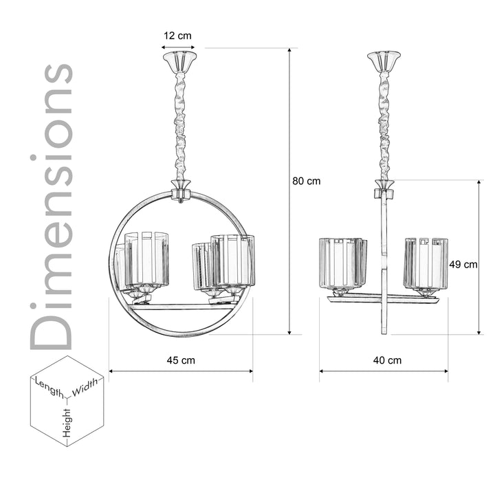 MASAKEE Four Light Brass Finish Contemporary Chandelier