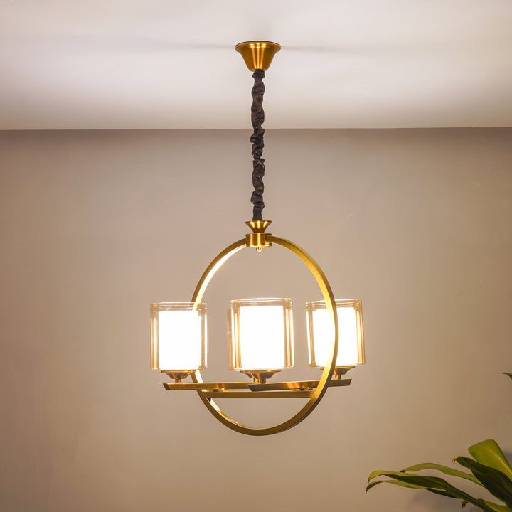 MASAKEE Four Light Brass Finish Contemporary Chandelier