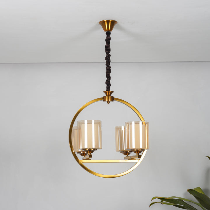 MASAKEE Four Light Brass Finish Contemporary Chandelier