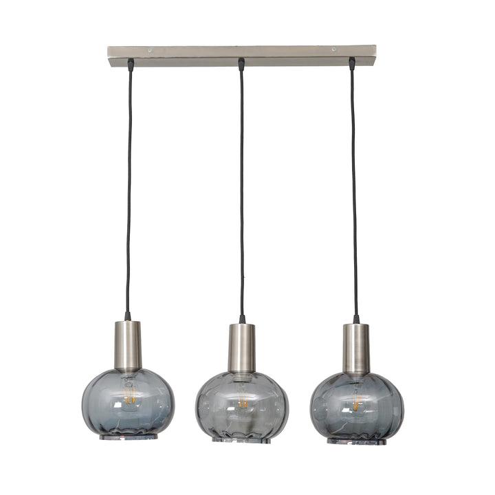 OPALINE Globe Linear Cluster Hanging Pendant Light In Smoke Glass And Chrome Finish Metal