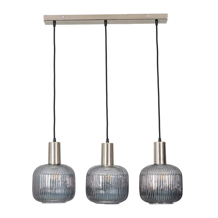 DEMARIUS Linear Cluster Hanging Pendant Light In Blue Glass And Chrome Finish Metal
