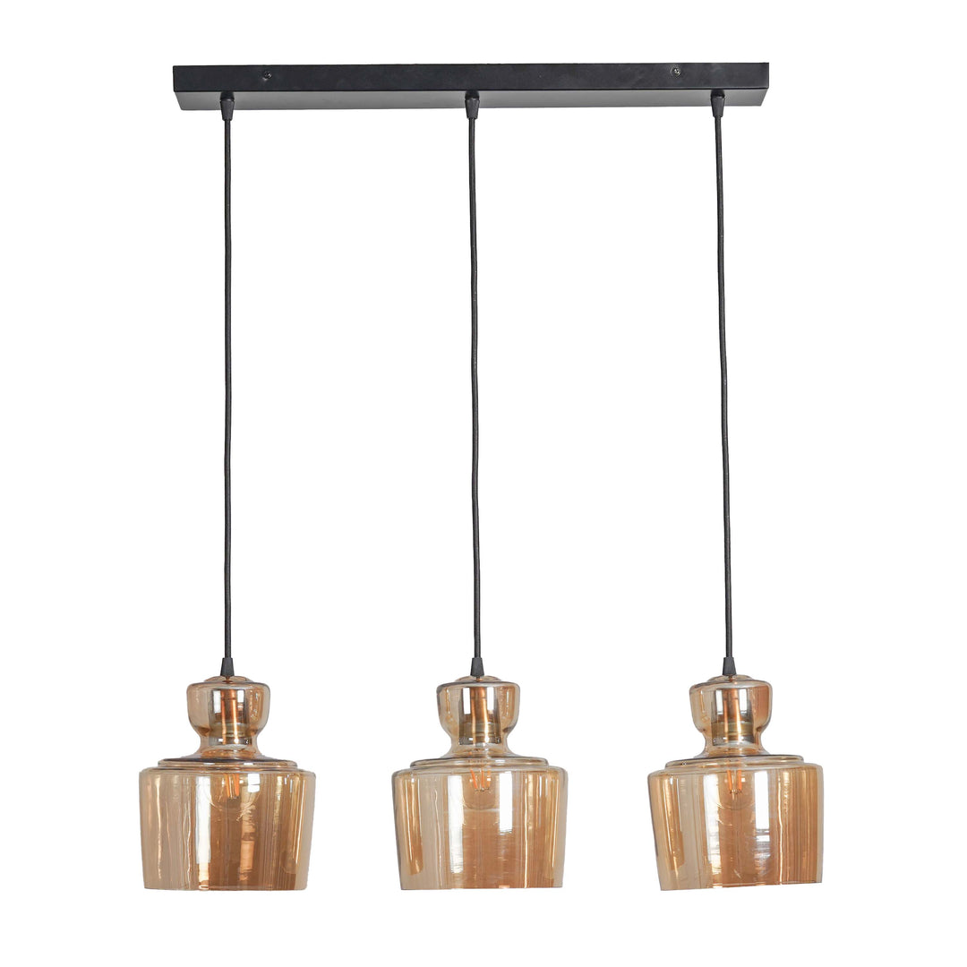 CORALIE Cluster Hanging Light In Amber Glass And Black Finish Metal