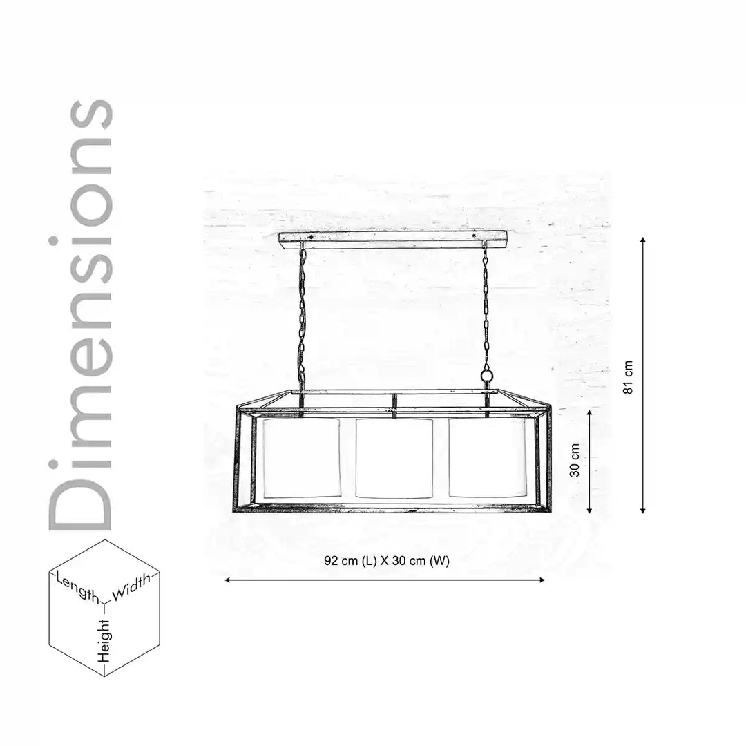 HARDY Industrial Cube 3 Light Bar Pendant In Black Finish