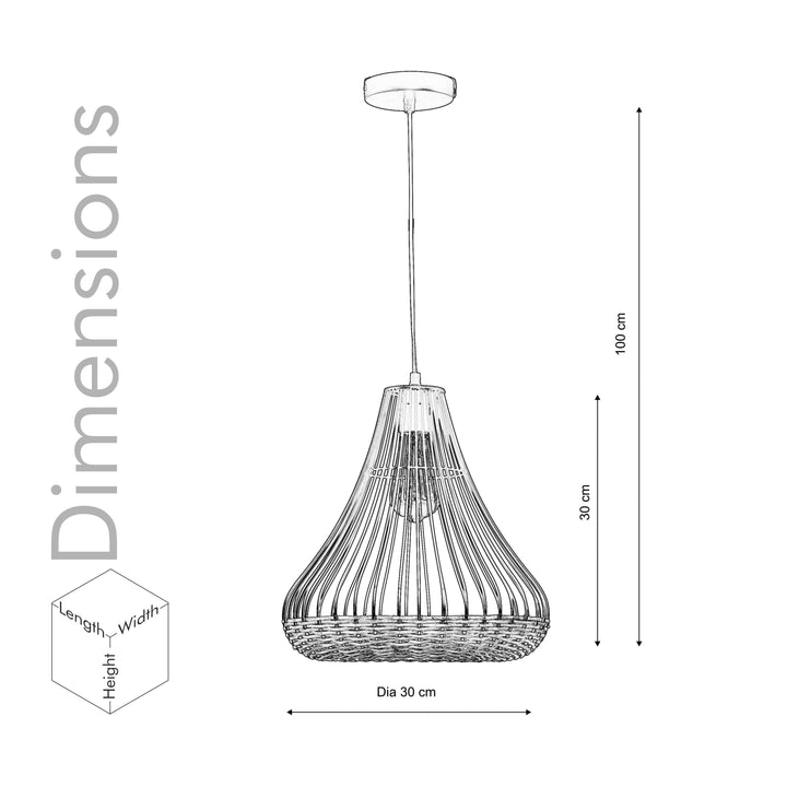 Mesh Single Light Ceiling Pendant Light in White Finish