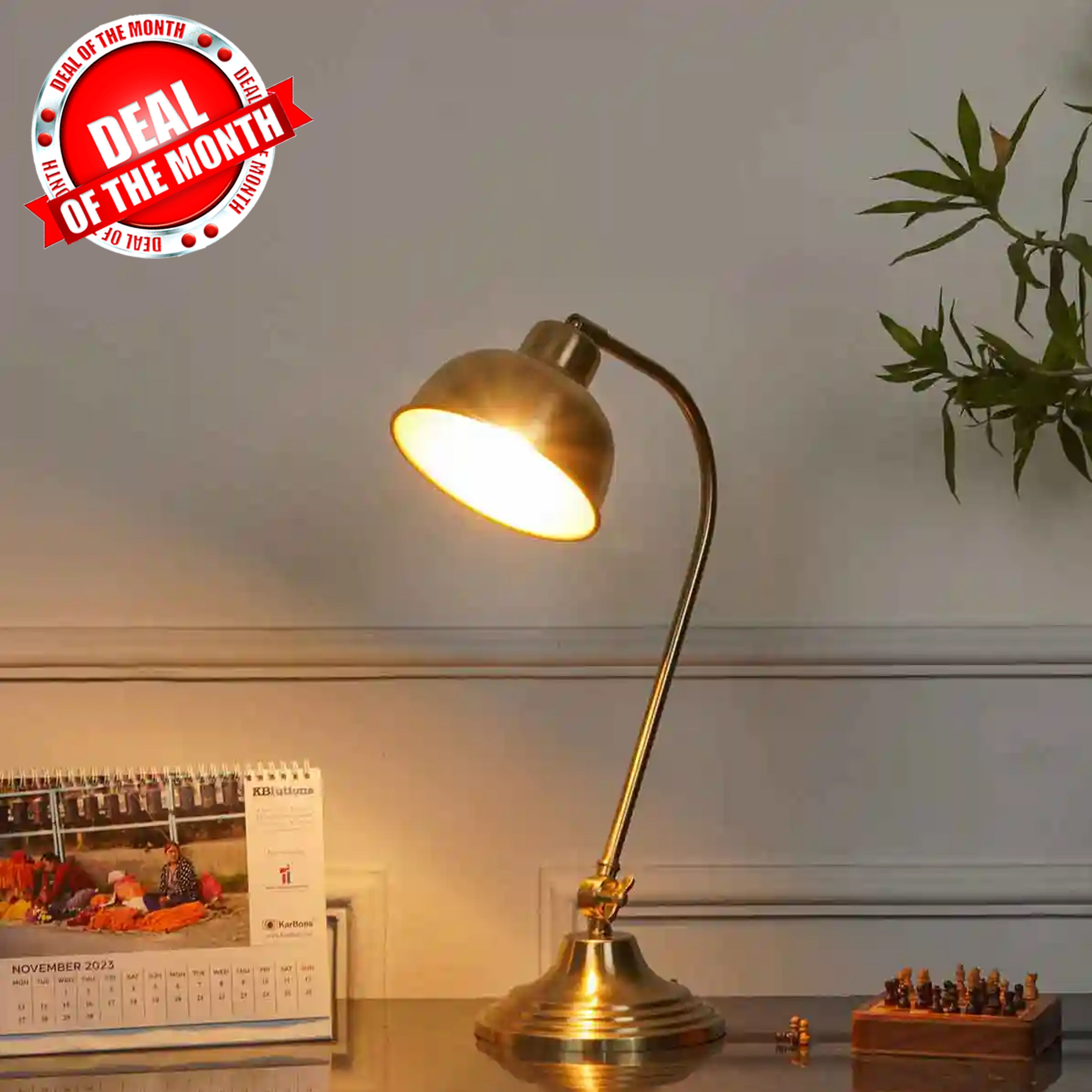 HARVARD Single Light Study lamp In Brass Finish