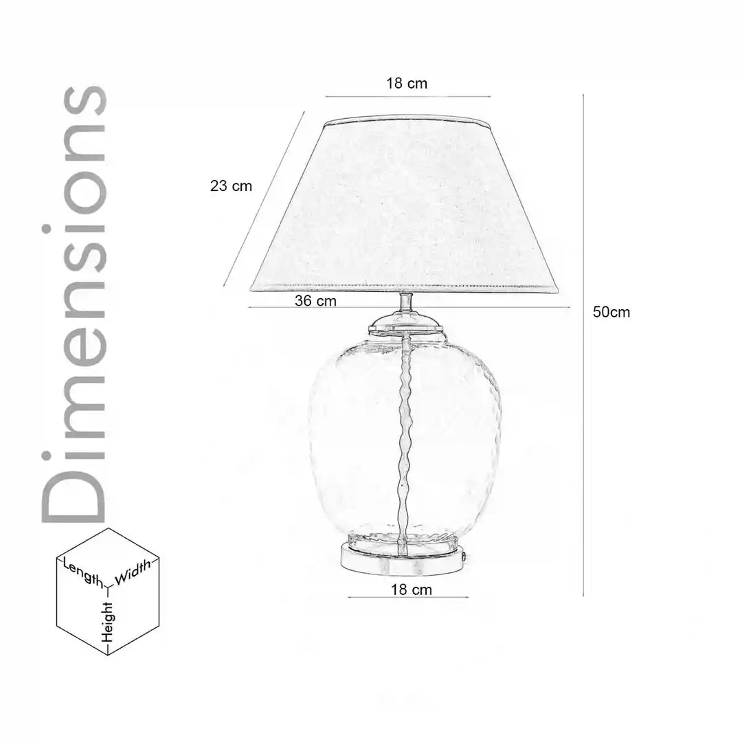 SECRET Glass & Metal Large Tabel Lamp With Beige Cotton Shade