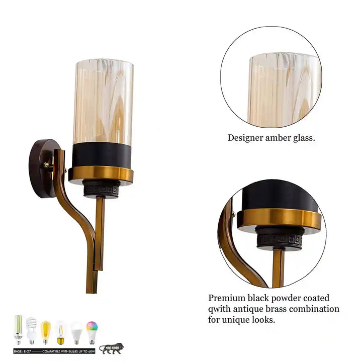 MARCO Matte Black and Brass Wall Light