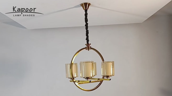 MASAKEE Four Light Brass Finish Contemporary Chandelier