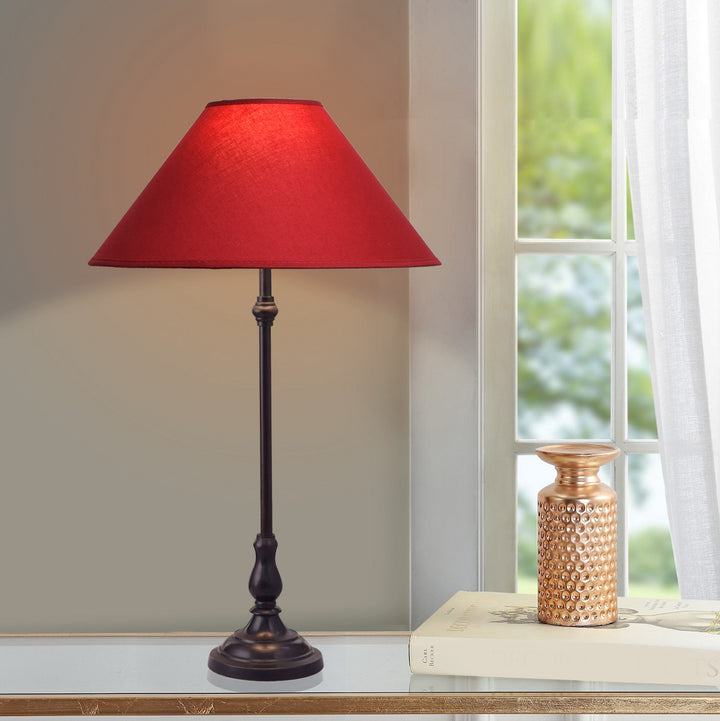 Maya Black Finish Metal Table Lamp With Cotton Shade