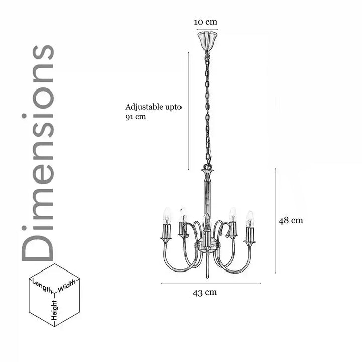 Penn 5 Light Brass Chandelier