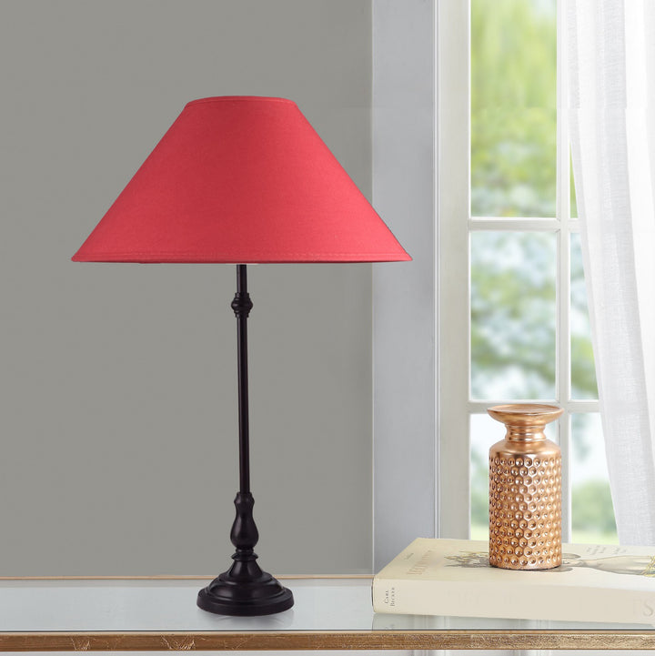 Maya Black Finish Metal Table Lamp With Cotton Shade