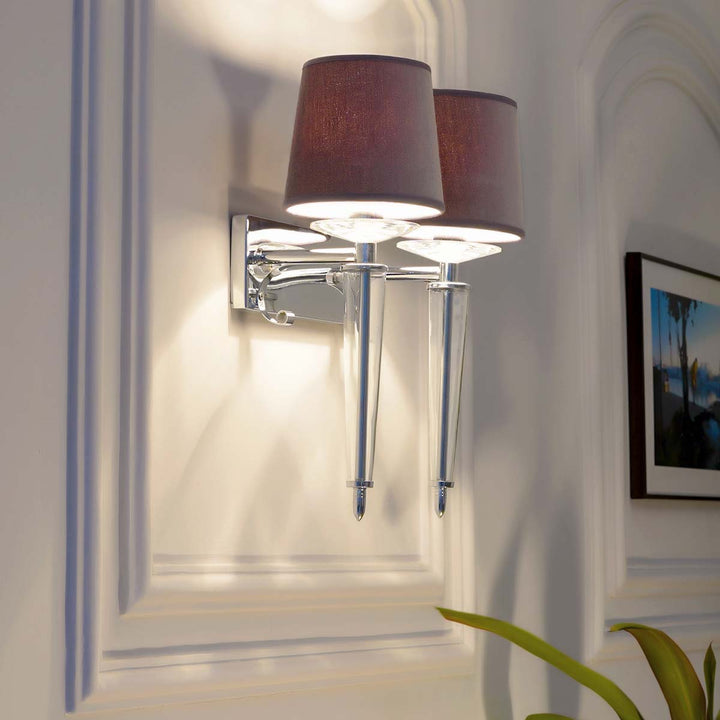 Montreal Dual Shade Chrome Finish Brass & Glass Wall Light