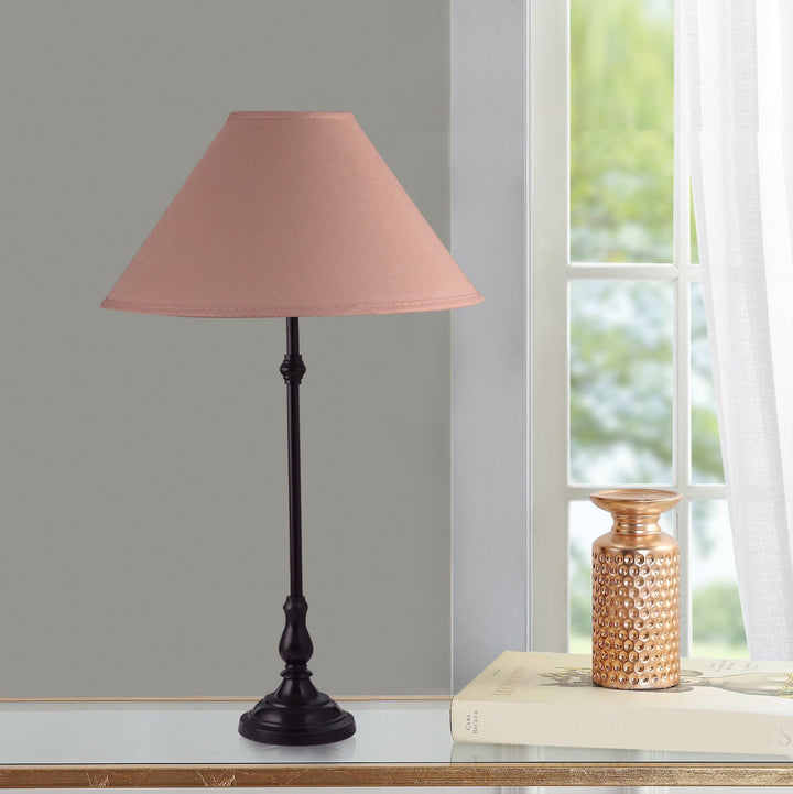 Maya Black Finish Metal Table Lamp With Cotton Shade