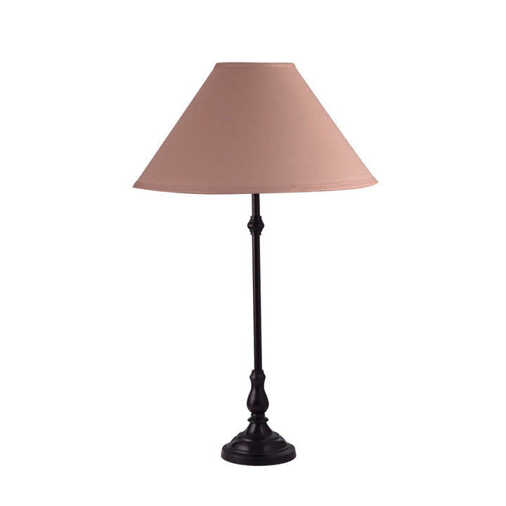 Maya Black Finish Metal Table Lamp With Cotton Shade