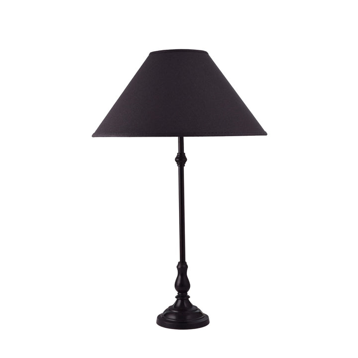 Maya Black Finish Metal Table Lamp With Cotton Shade