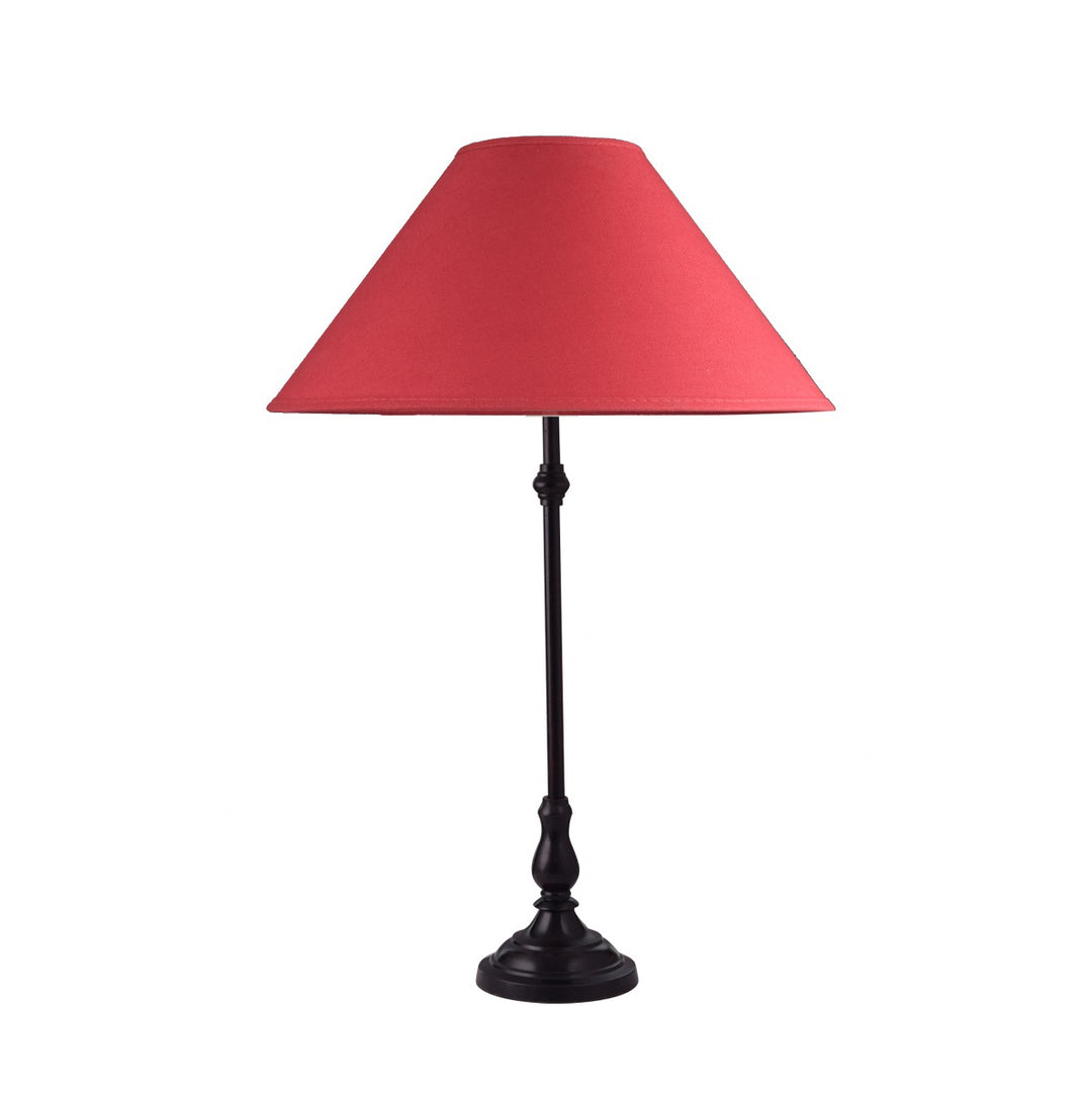 Maya Black Finish Metal Table Lamp With Cotton Shade