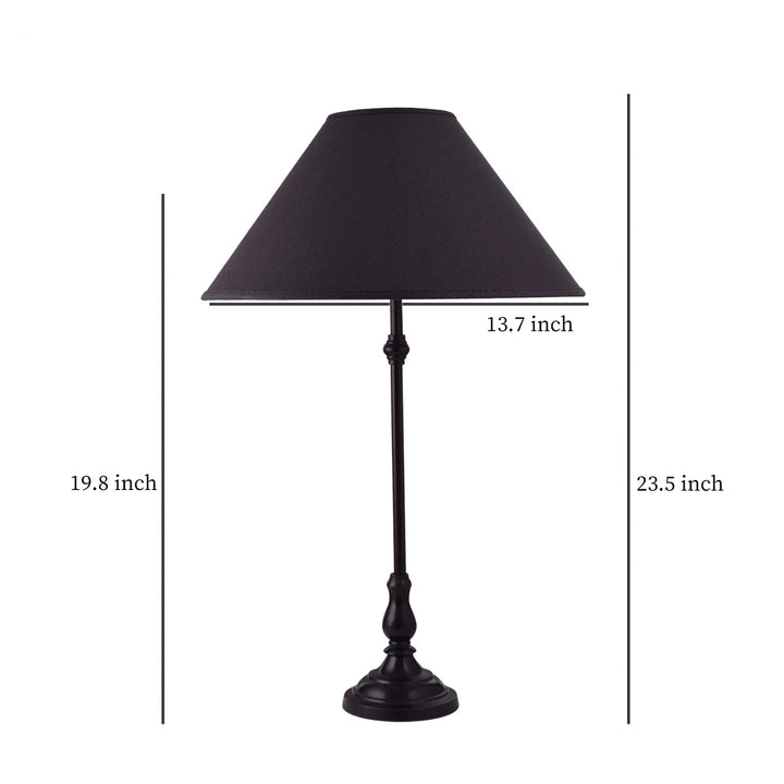Maya Black Finish Metal Table Lamp With Cotton Shade