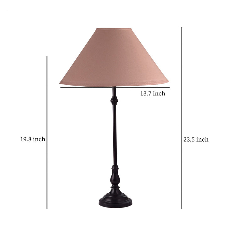 Maya Black Finish Metal Table Lamp With Cotton Shade
