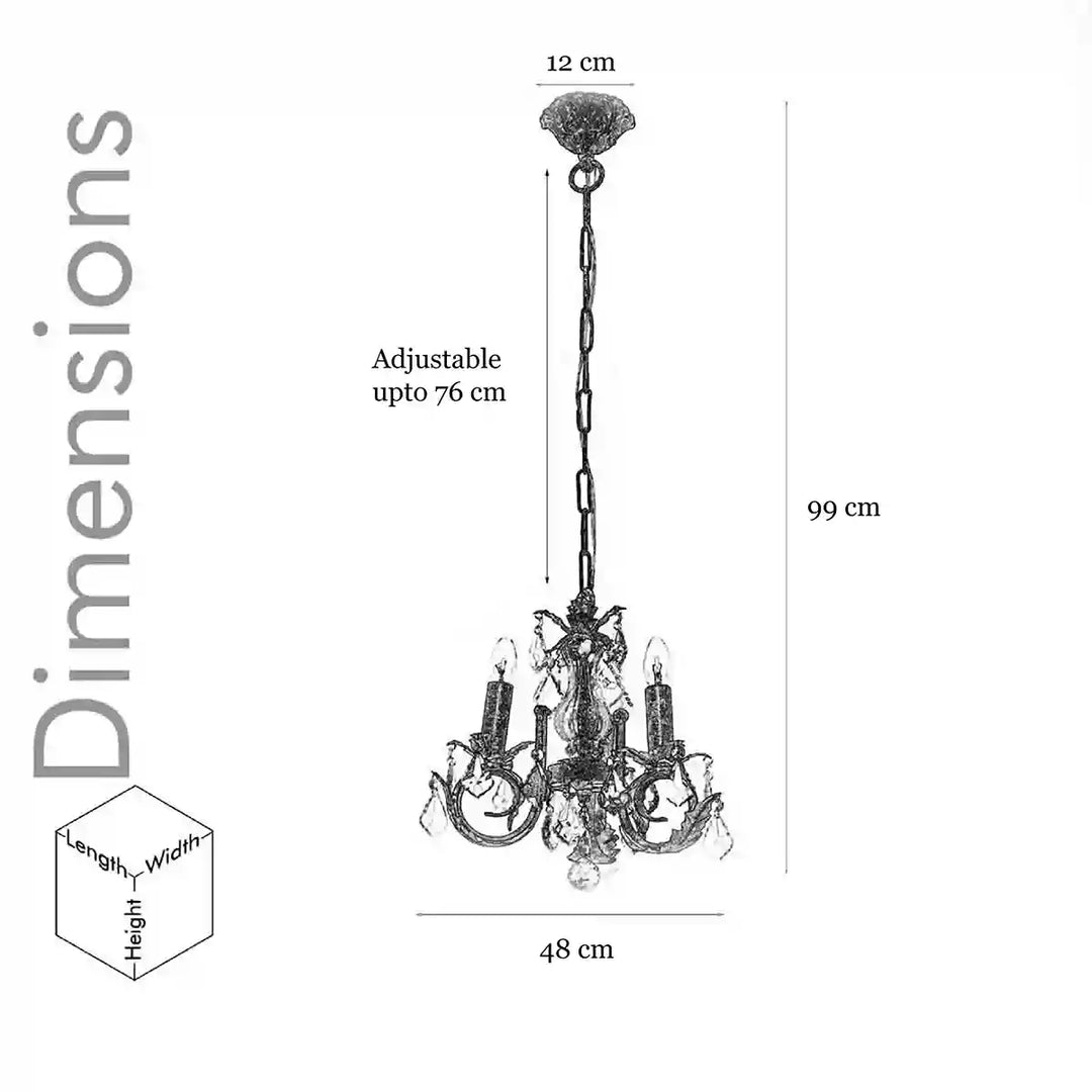 Fabia 3 Light Metal & Crystal Chandelier