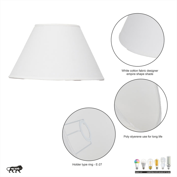Off-White Cotton Empire Lamp Shade – 35 cm