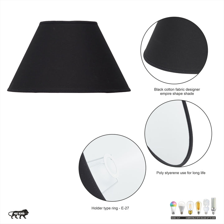 Black Cotton Empire Lamp Shade – 35 cm