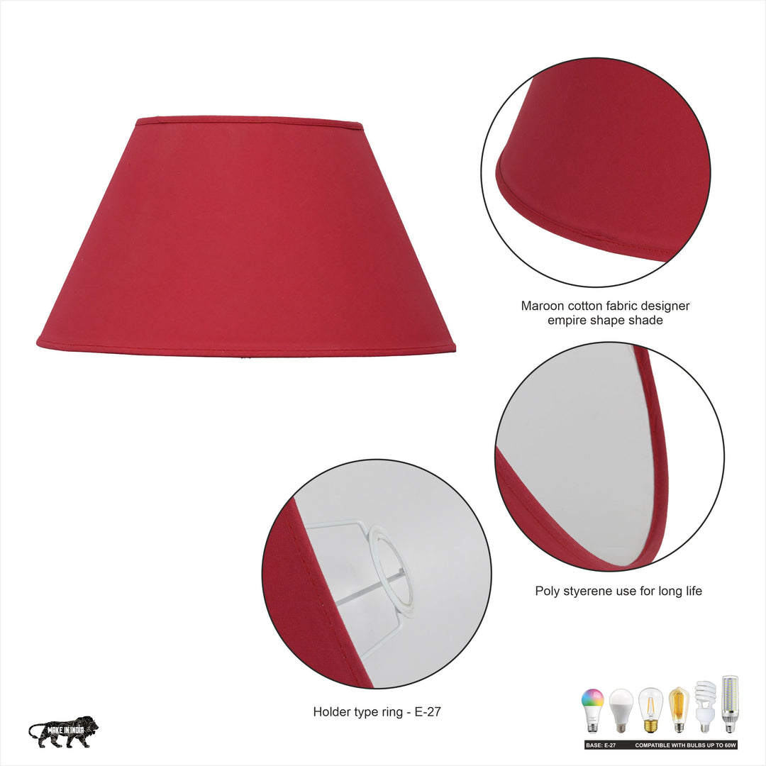 Maroon Cotton Empire Lamp Shade – 35 cm
