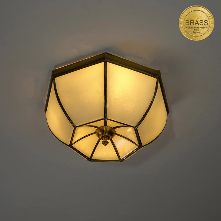 Dakota Brass and Glass Lantern Ceiling Light
