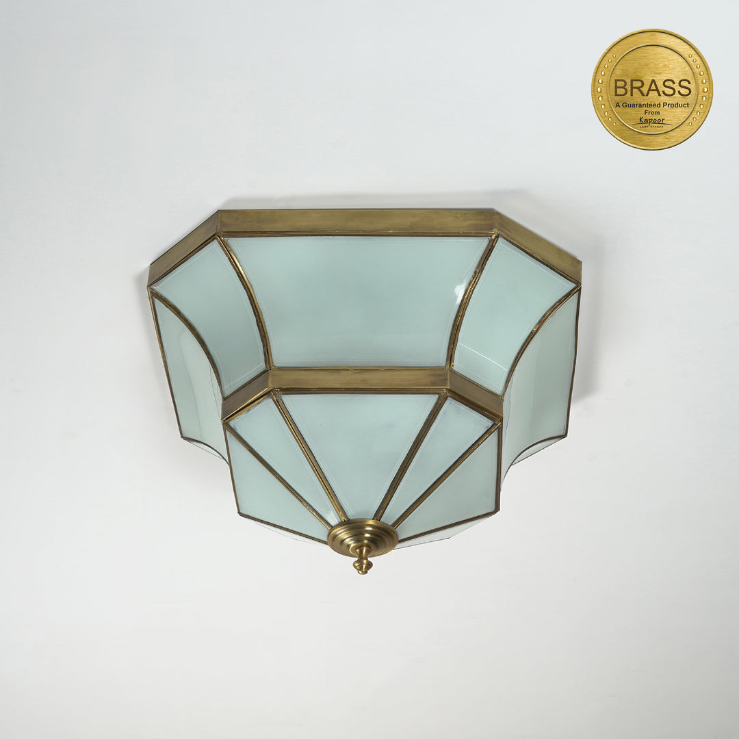 Mashiko Brass and Glass Lantern Ceiling Light