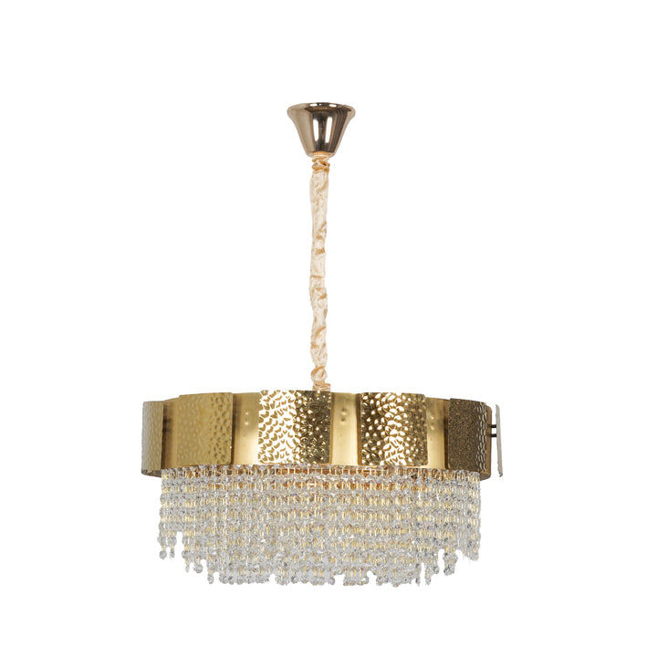 ELLIE 12-Light Gold Metal Crystal Chandelier with LED Filament Bulbs (E14 Holders, Bulbs Included)