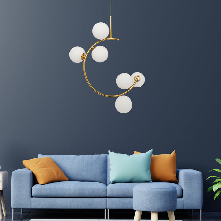 GLOSTER  Contemporary White Glass Premium Ball  Chandelier