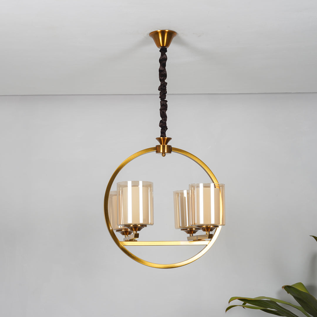 Masakee Four Light Brass Finish Contemporary Chandelier