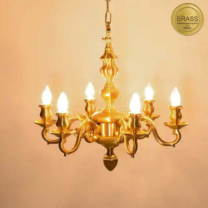 MOSRA 6 Arms Heavy Casted Brass Chandelier