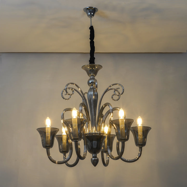 Olivia 6 Arms Glass Chandelier