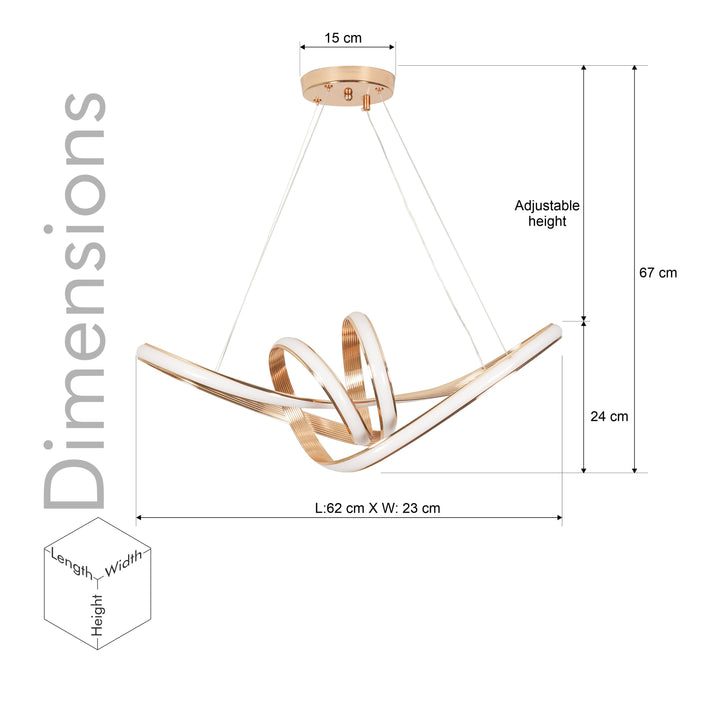 Noleon Rose Gold 3 Colour LED Chandelier Ceiling Light