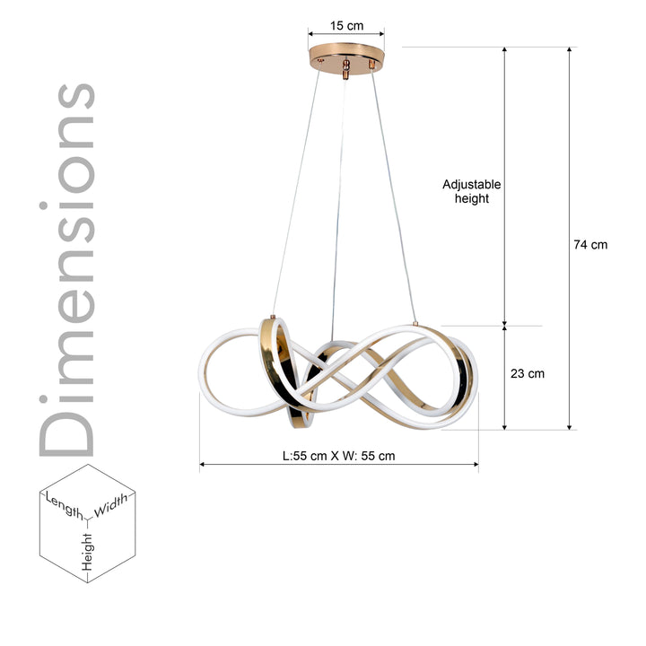 Gioconda Rose Gold 3 Colour LED Chandelier Ceiling Light
