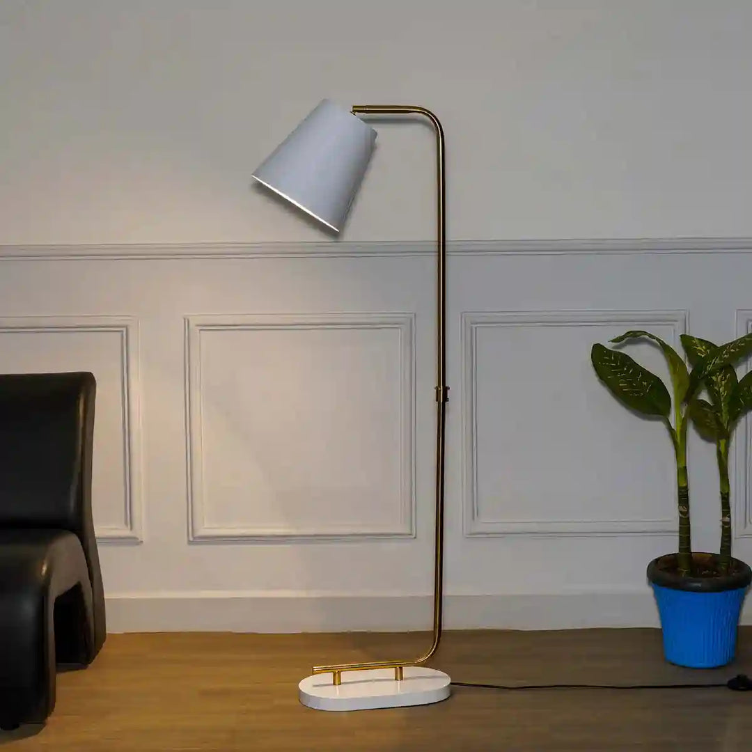CONA Matte White and Brass Floor Lamp