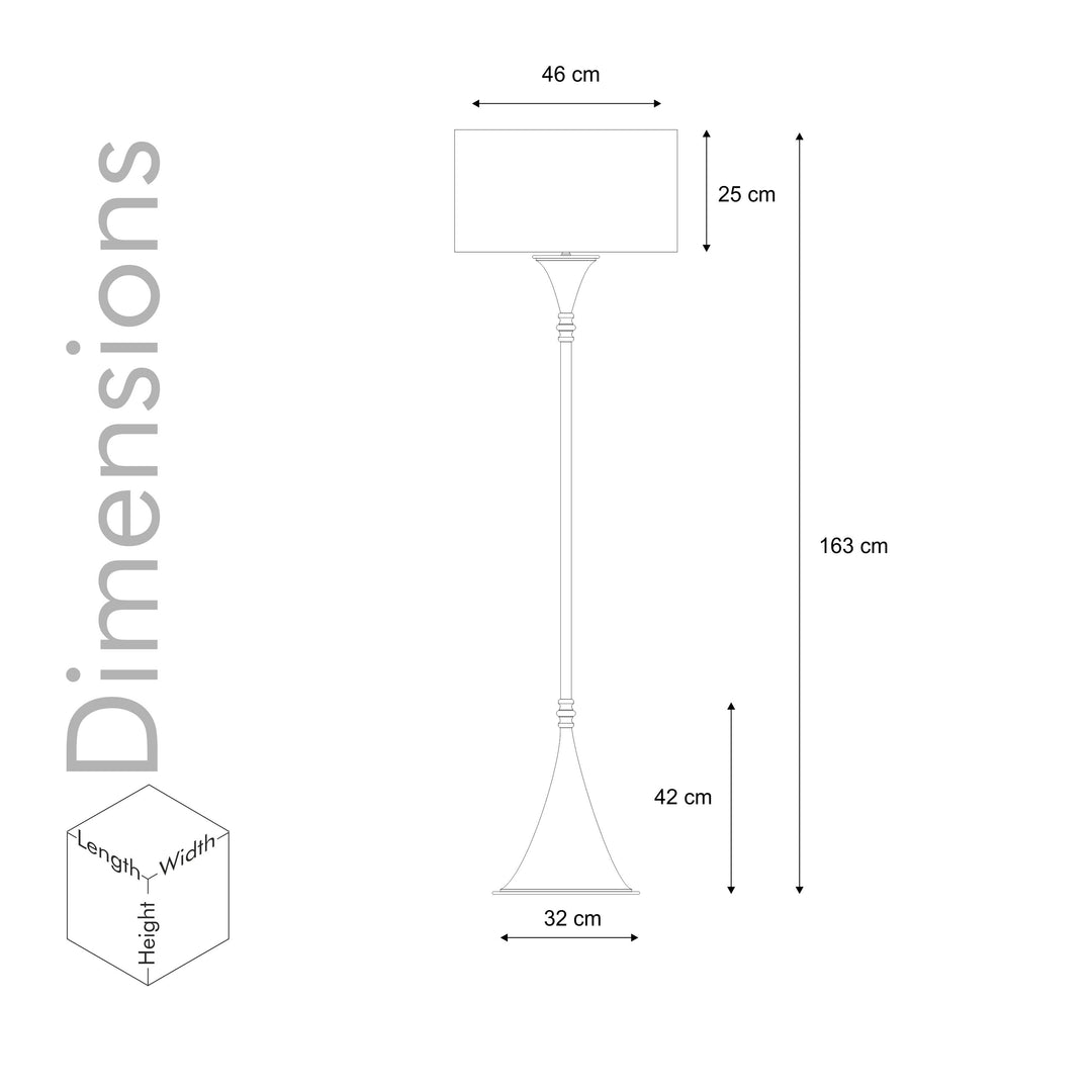 Colorado Single Light Floor Lamp In Black & Brass Finish With Cotton Fabric Shade