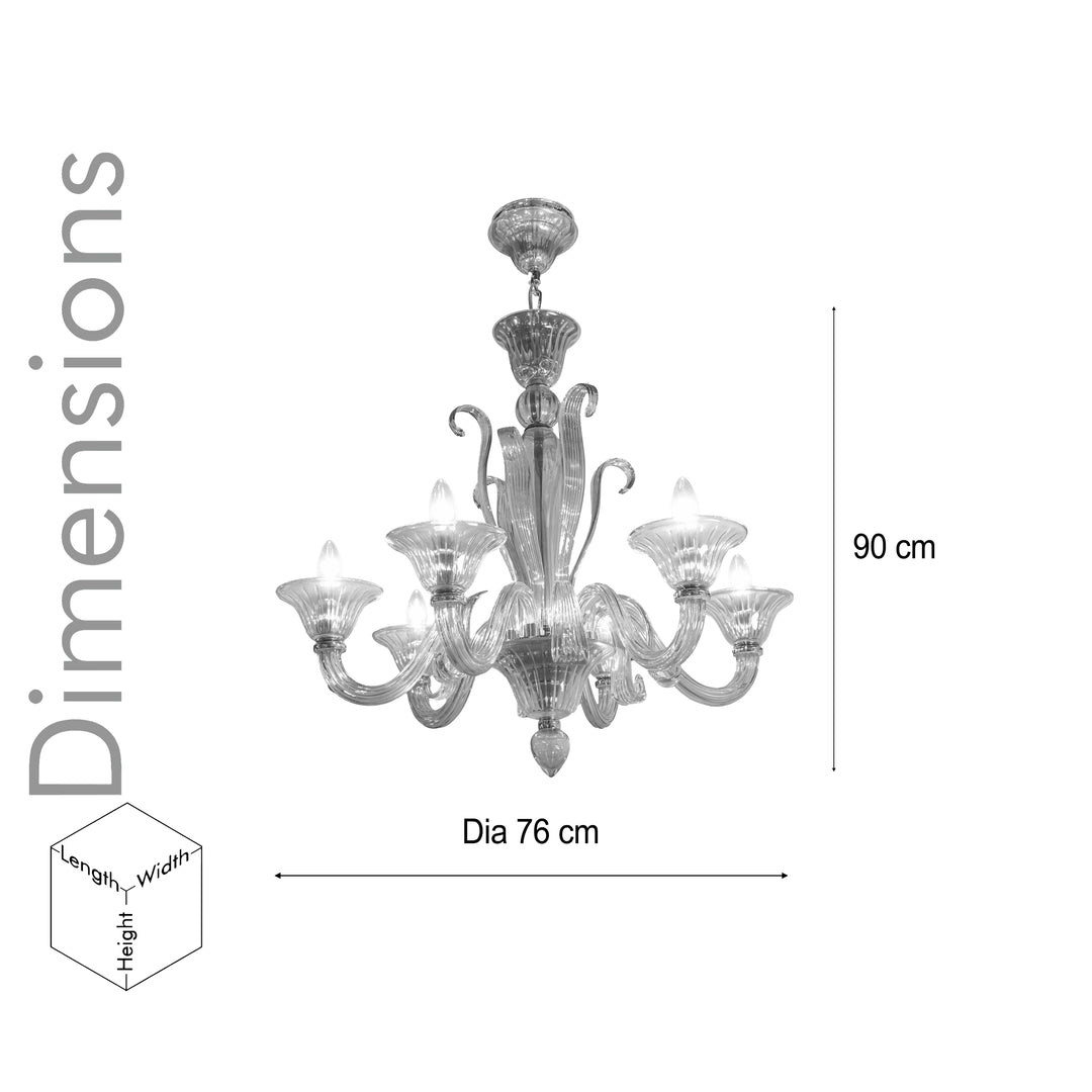 DYNO 6 Lights Champagne Colored Glass Chandelier Light