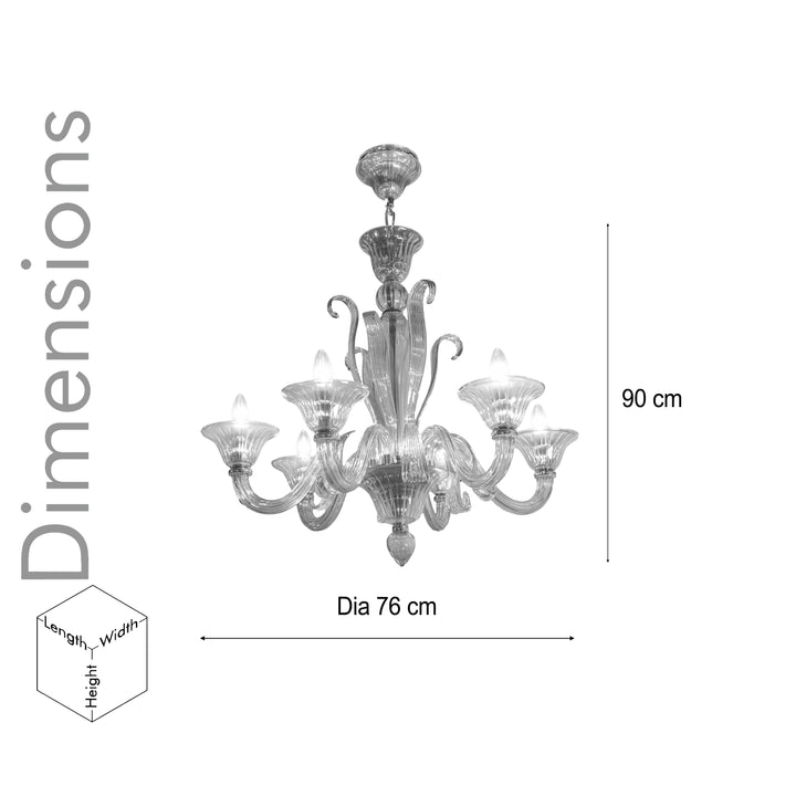 DYNO 6 Lights Champagne Colored Glass Chandelier Light