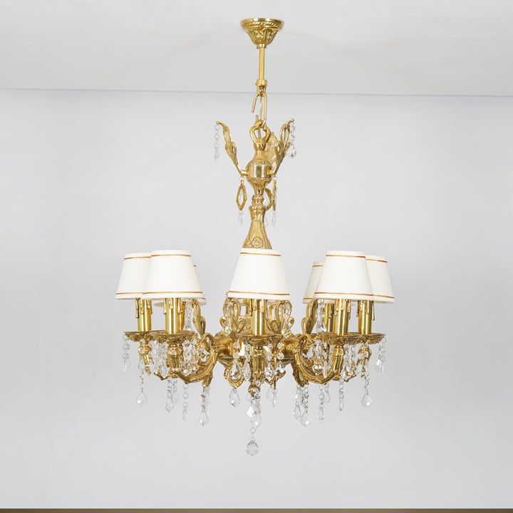 YLONDA 8 Arms Brass Light Antique Chandelier Light