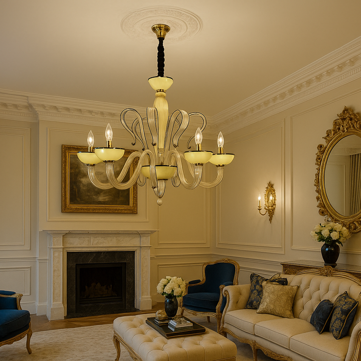 MYPOLE 8 Arms Metal and Crystal Chandelier