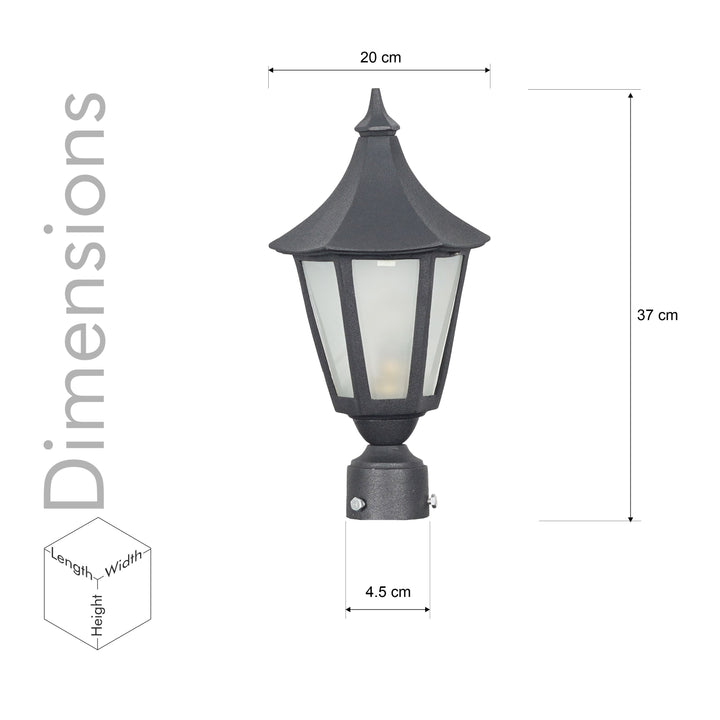 Sennen Coastal Outdoor Gate Pillar Light in Black Finish