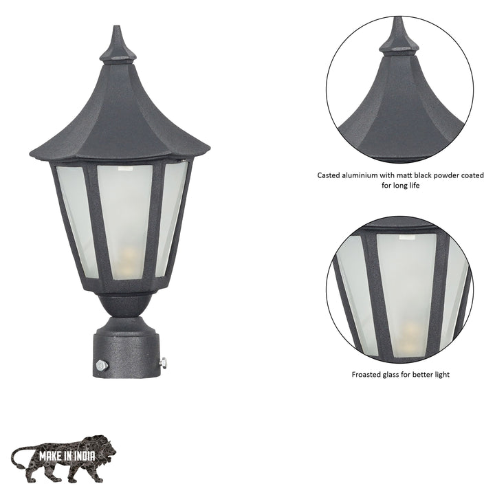 Sennen Coastal Outdoor Gate Pillar Light in Black Finish