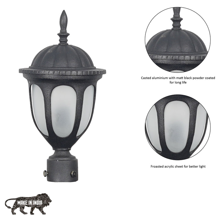 Stratford Outdoor Gate Pillar Light Die Cast Aluminium in Black Finish