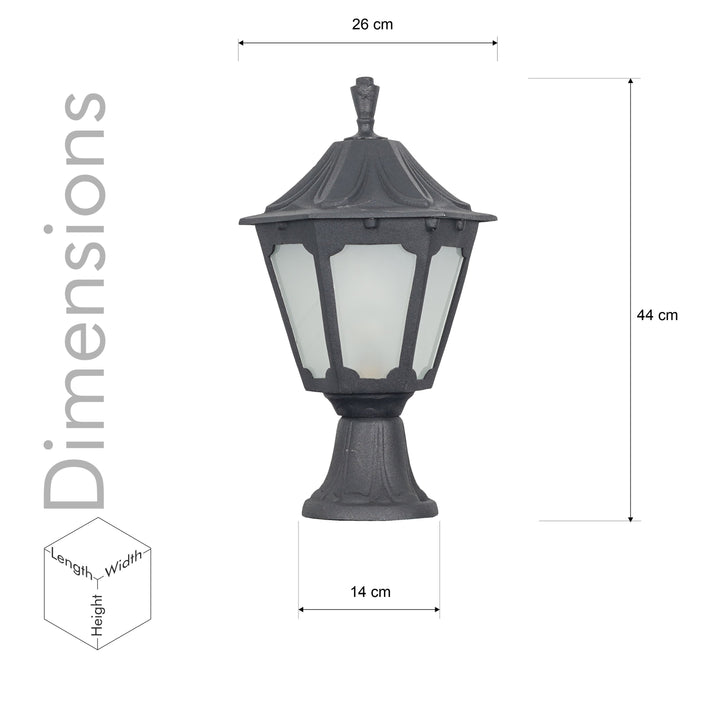 Stratford Outdoor Gate Pillar Light Die Cast Aluminium in Black Finish