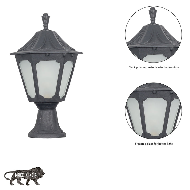 Stratford Outdoor Gate Pillar Light Die Cast Aluminium in Black Finish