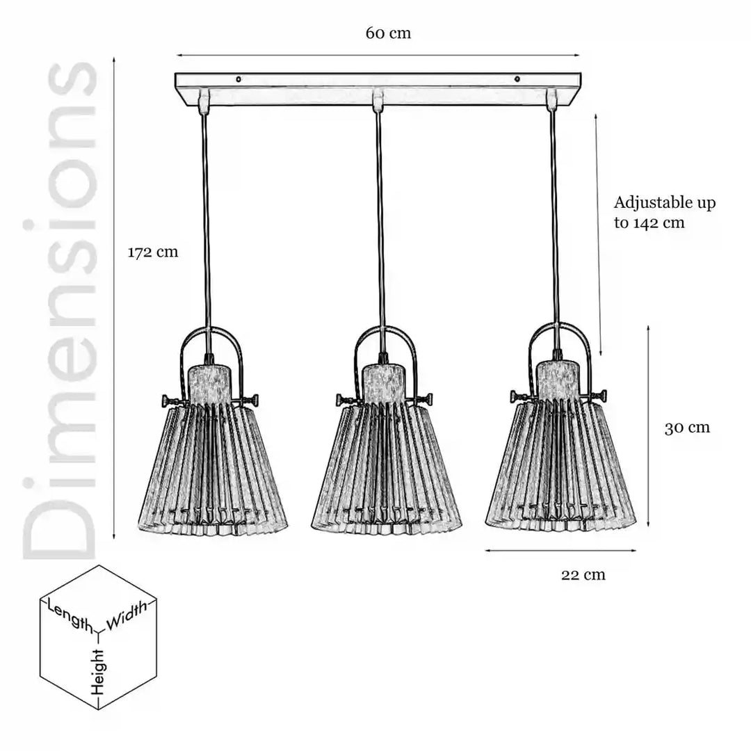 Liebe cluster wood and Metal hanging Pendant Light With Beige Cotton Shade