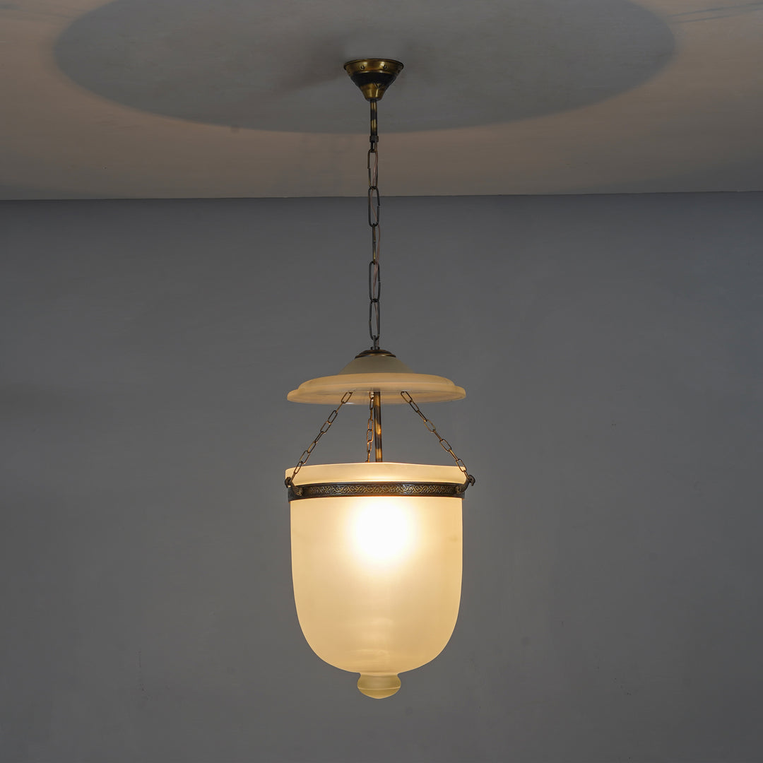 NOLAN Diamond Cut Ceiling Pendant Light in Clear & Brass Finish