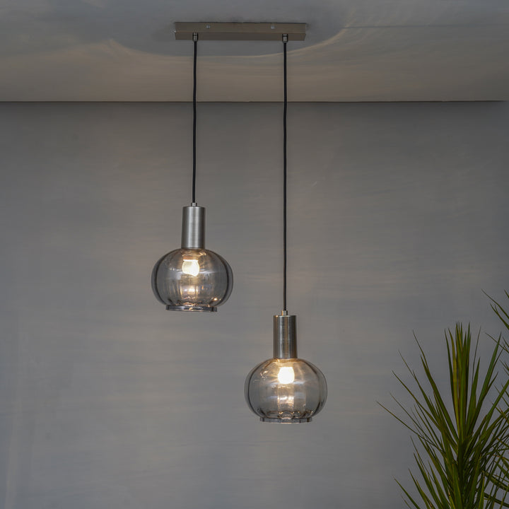 OPALINE 2 Light Globe Linear Cluster Hanging Pendant Light